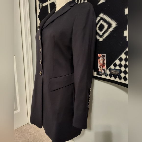 🖤 Vintage 90's Escada Elements Mid-Length Unisex Wear Blazer, Black, Flare Arm - Picture 6 of 14